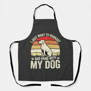 Workout With My Dog Retro Sunset Apron