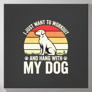 Workout With My Dog Retro Sunset Canvas Photo Tile