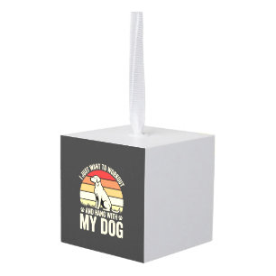Workout With My Dog Retro Sunset Cube Ornament