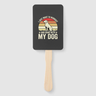 Workout With My Dog Retro Sunset Hand Fan