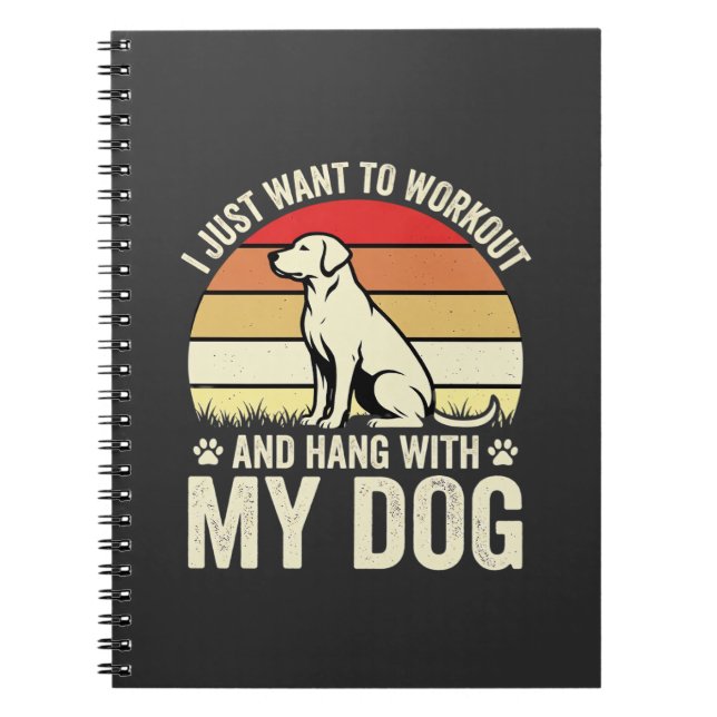 Workout With My Dog Retro Sunset Notebook (Front)