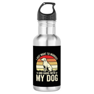 Workout With My Dog Retro Sunset Stainless Steel Water Bottle