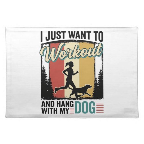 Workout With My Dog Vintage Running Shirt Design_1 Cloth Placemat