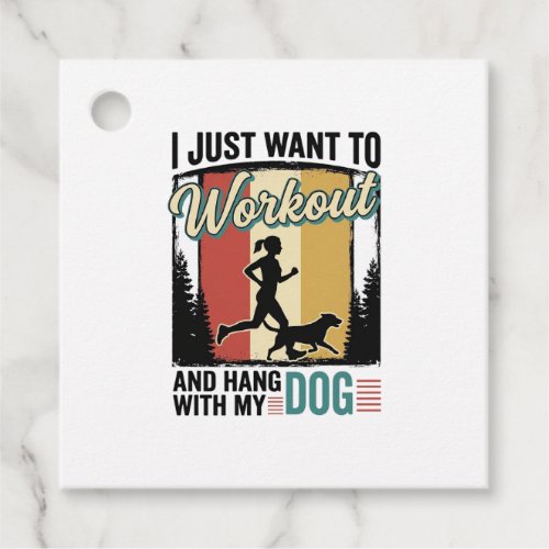 Workout With My Dog Vintage Running Shirt Design_1 Favor Tags