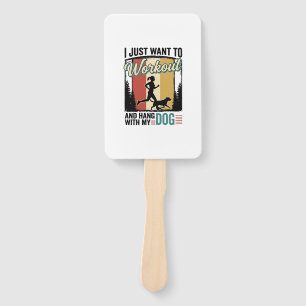 Workout With My Dog Vintage Running Shirt Design_1 Hand Fan