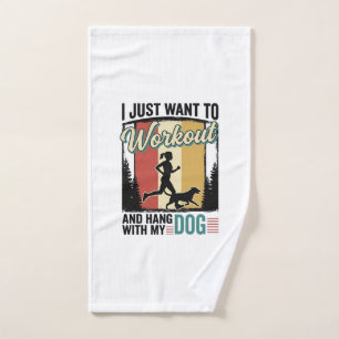 Workout With My Dog Vintage Running Shirt Design_1 Hand Towel