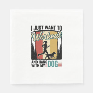 Workout With My Dog Vintage Running Shirt Design_1 Napkins