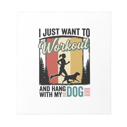Workout With My Dog Vintage Running Shirt Design_1 Notepad