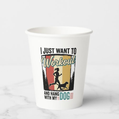 Workout With My Dog Vintage Running Shirt Design_1 Paper Cups