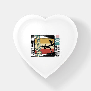 Workout With My Dog Vintage Running Shirt Design_1 Paperweight