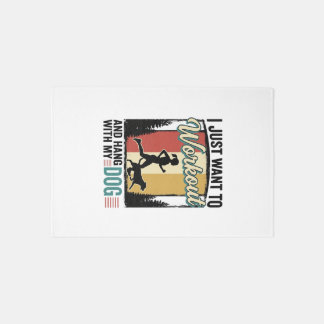 Workout With My Dog Vintage Running Shirt Design_1 Rug