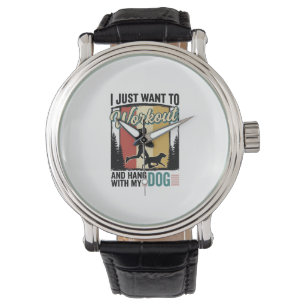 Workout With My Dog Vintage Running Shirt Design_1 Watch