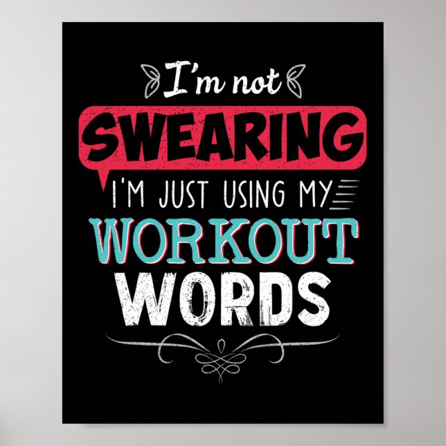 Workout Words Funny Joke Funny Gift Gym  Poster (Front)