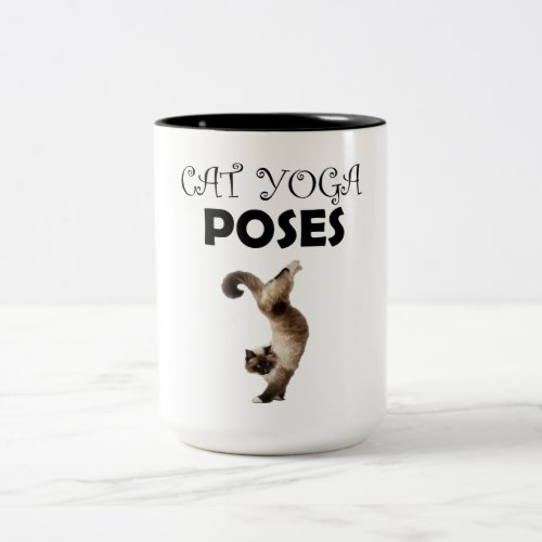 Workout yoga cat Two_Tone coffee mug