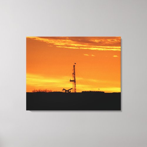 Workover Rig Silhouette at Sunset Canvas Print
