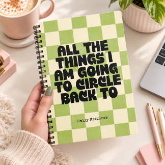 Workplace Humor Quote Notebook Checkered Green