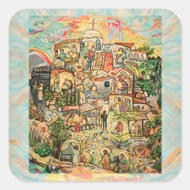 Works of Mercy Christian Stickers (Front)