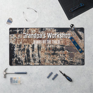 Workshop Grunge Rusty Metal Patina Customized Desk Mat