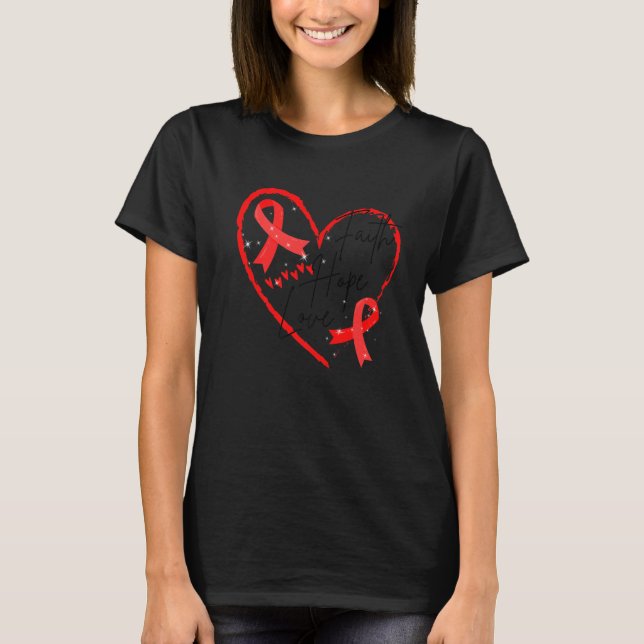 World Aids Day Red Ribbon Faith Hope Love Aids Sup T-Shirt (Front)