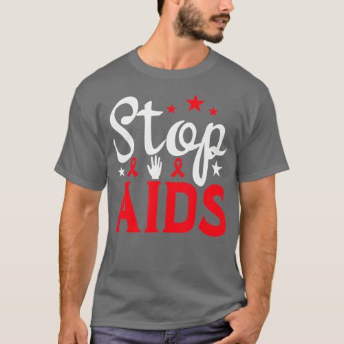 World AIDS Day Stop Aids HIV Awareness Red Ribbon  T_Shirt