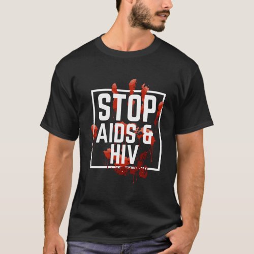 World Aids Day Stop Aids Hiv Awareness Red Ribbon  T_Shirt