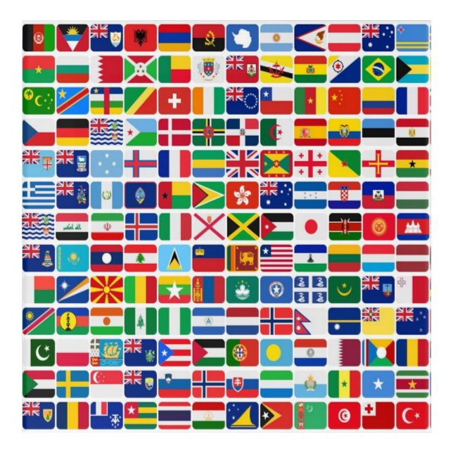 World All Countries Nation Flags  Acrylic Print (Front)