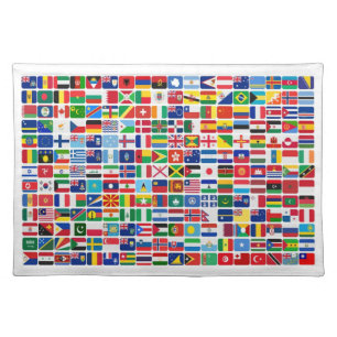 World All Countries Nation Flags  Cloth Placemat