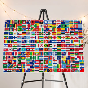World All Countries Nation Flags  Foam Board