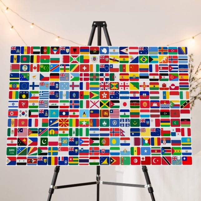 World All Countries Nation Flags  Foam Board (In Situ (Stand))