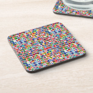 World All Countries Nation Flags Pattern Beverage Coaster