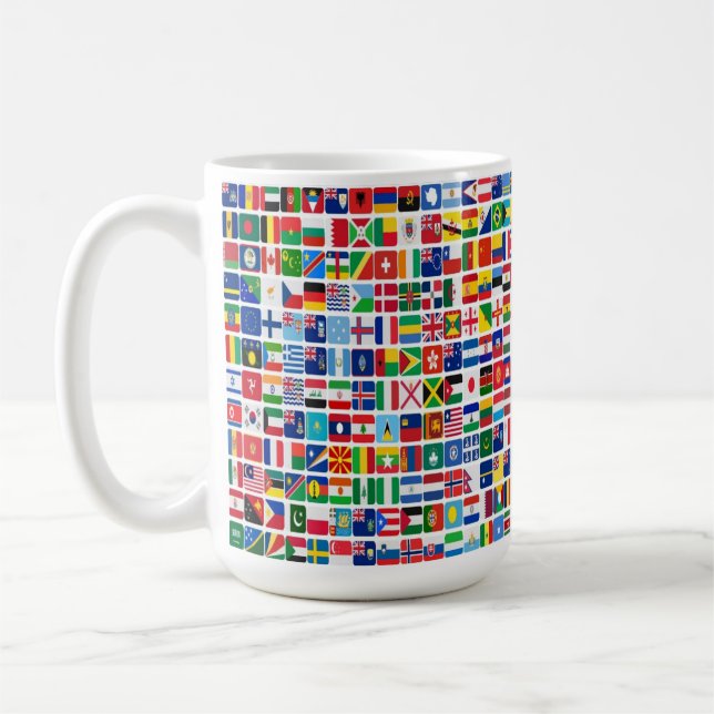 World All Countries Nation Flags Pattern Coffee Mug (Left)