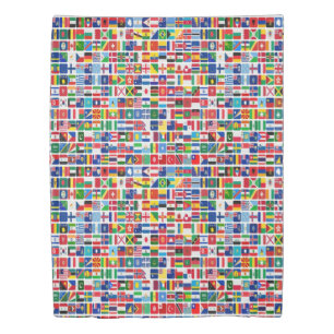 World All Countries Nation Flags Pattern Duvet Cover