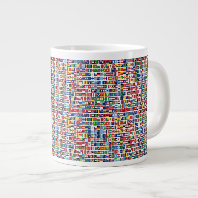 World All Countries Nation Flags Pattern Giant Coffee Mug (Front Right)