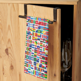 World All Countries Nation Flags Pattern Kitchen Towel