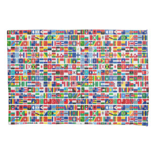 World All Countries Nation Flags Pattern Pillow Case