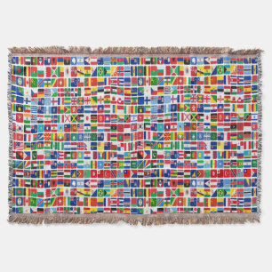 World All Countries Nation Flags Pattern Throw Blanket