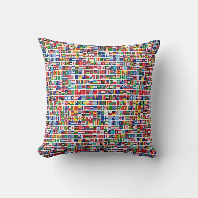 World All Countries Nation Flags Pattern Throw Pillow (Front)