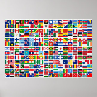 World All Countries Nation Flags Poster