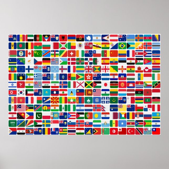 World All Countries Nation Flags  Poster (Front)