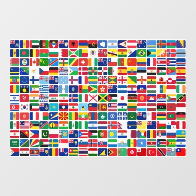 World All Countries Nation Flags  Wall Decal (Front)
