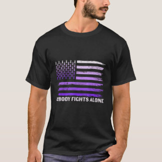 World Alzheimer's Day American Flag Purple Ribbon  T-Shirt