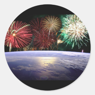World and Fireworks Classic Round Sticker