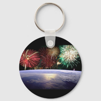 World and Fireworks Keychain