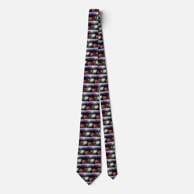 World and Fireworks Neck Tie (Front)