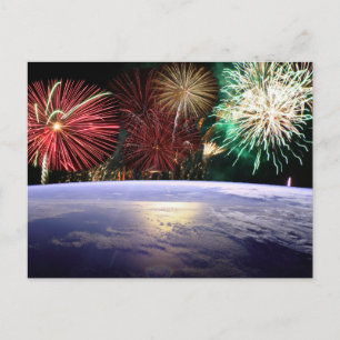 World and Fireworks, View of Earth, ZSSG Postcard