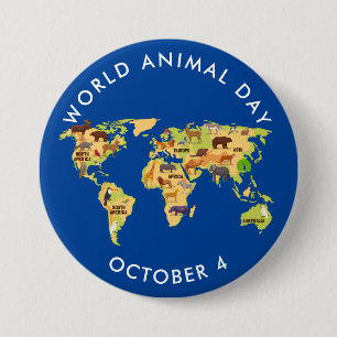 World Animal Day, map of animals Button