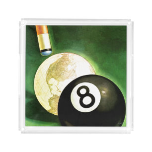 World as Cue Ball Acrylic Tray