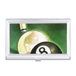 World as Cue Ball Business Card Holder