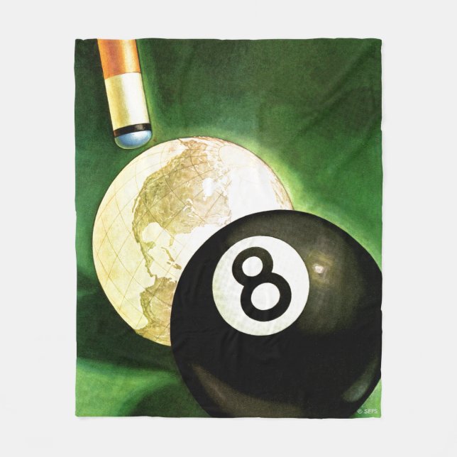 World as Cue Ball Fleece Blanket (Front)