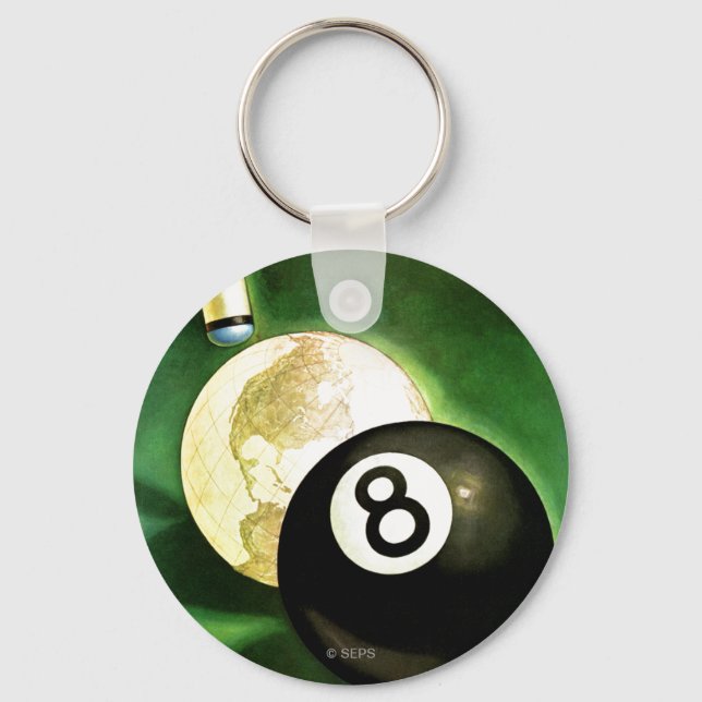 World as Cue Ball Keychain (Front)
